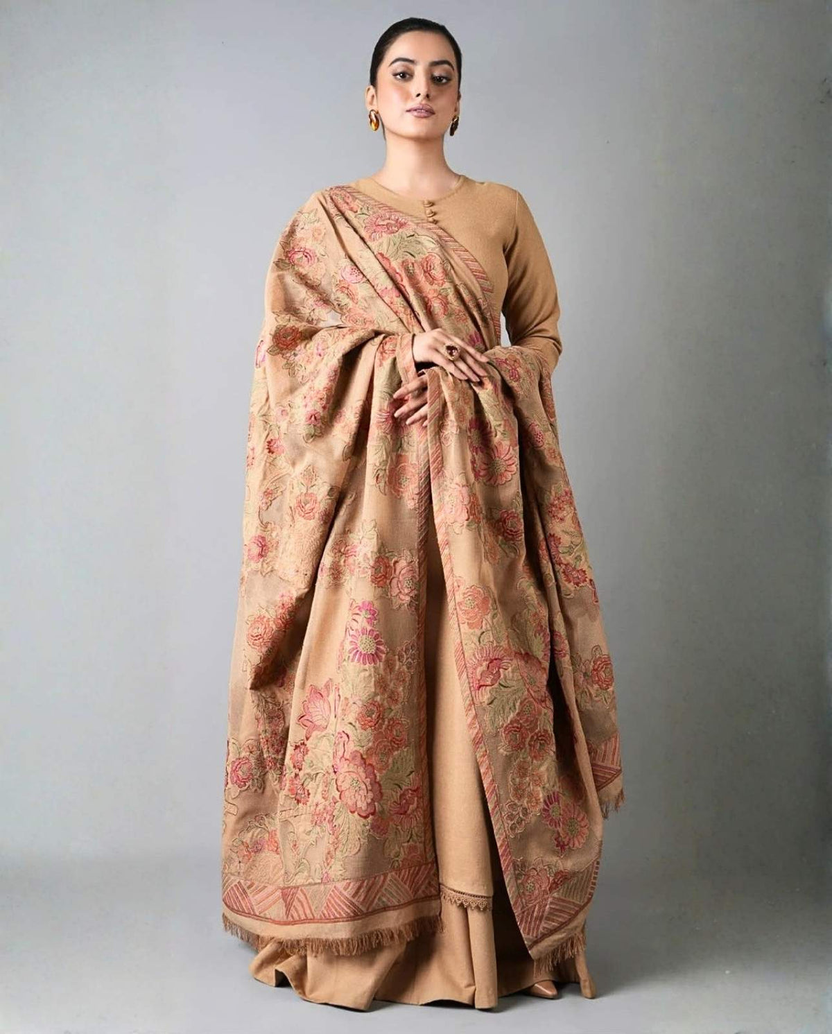 3-Piece Bareeze Inspired Premium Embroidered Dhanak Suit AL-833