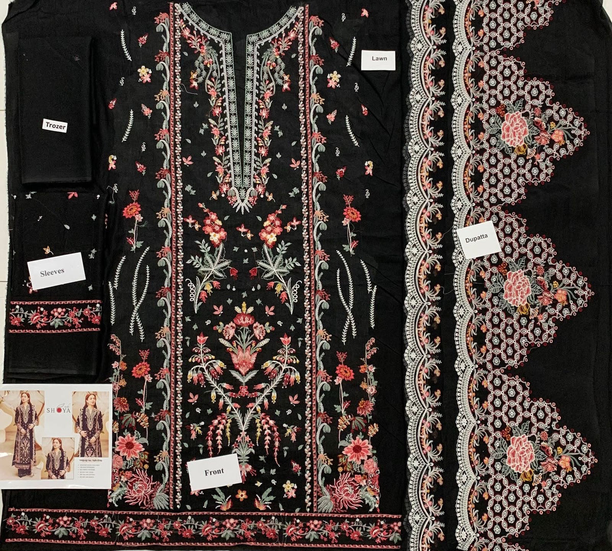 3-Piece Qalamkar Premium Embroidered Dhanak Suit AL-840