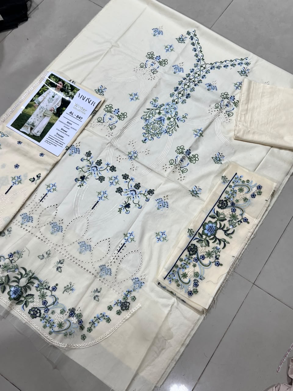 3-Piece Premium Embroidered Dhanak Suit AL-847