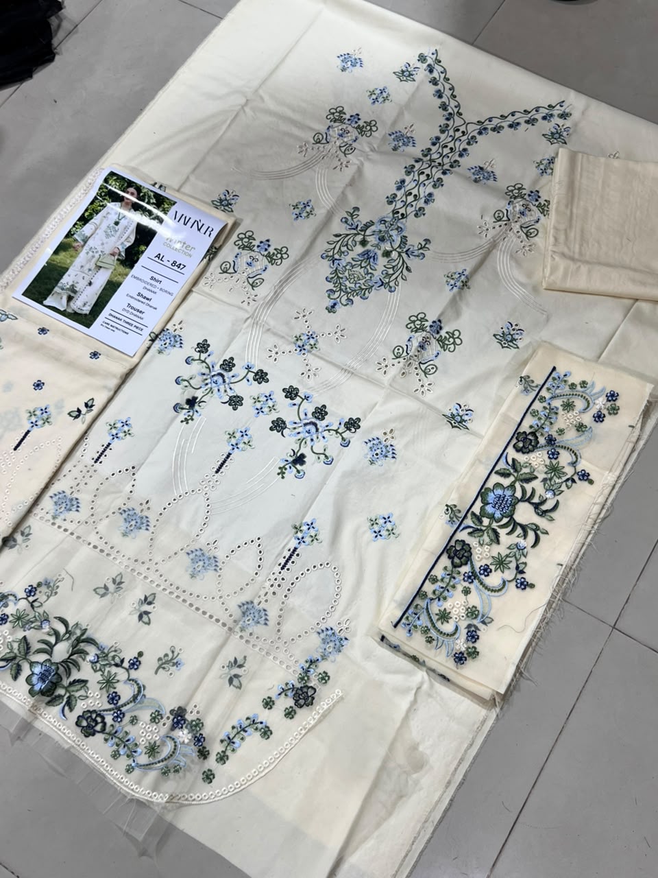3-Piece Premium Embroidered Dhanak Suit AL-847