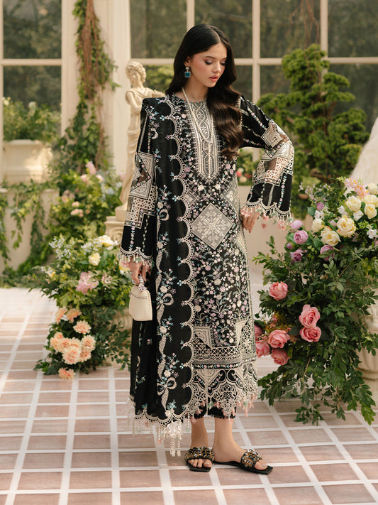 3 Piece - Embroidered Lawn Suit With Chiffon Emb Dupatta AL-851