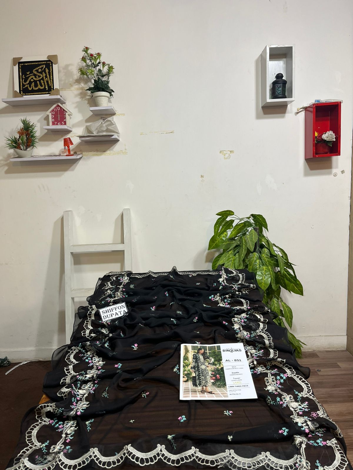 3 Piece - Embroidered Lawn Suit With Chiffon Emb Dupatta AL-851