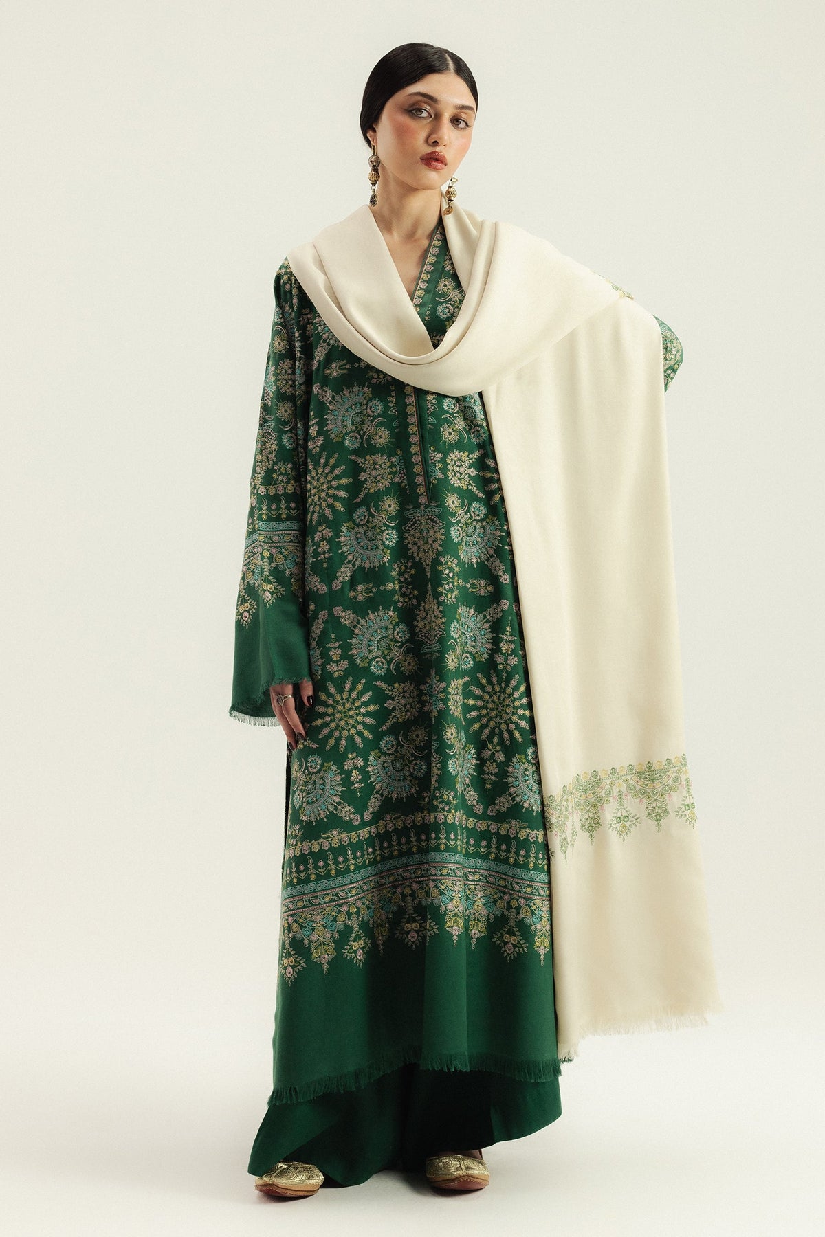 3-Piece Zara Shahjahan Premium Embroidered Winter Suit AL-856