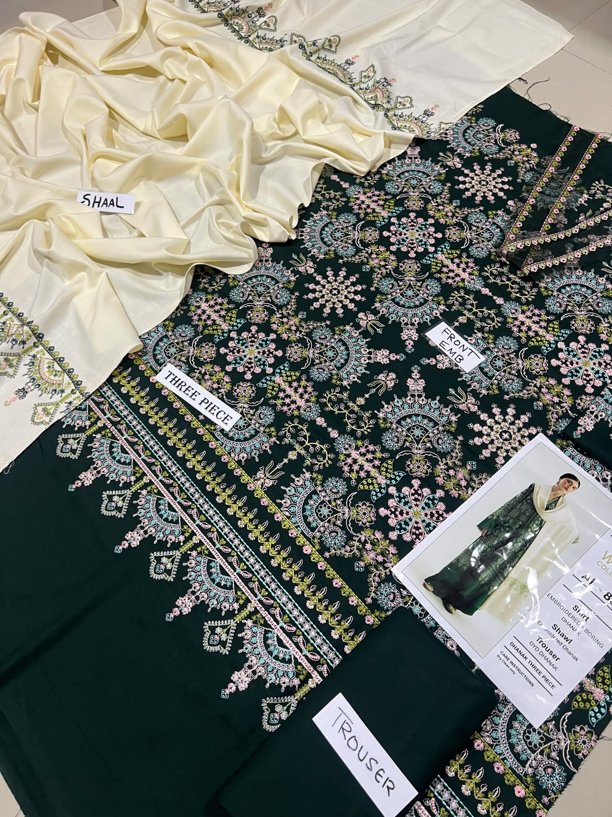3-Piece Zara Shahjahan Premium Embroidered Winter Suit AL-856