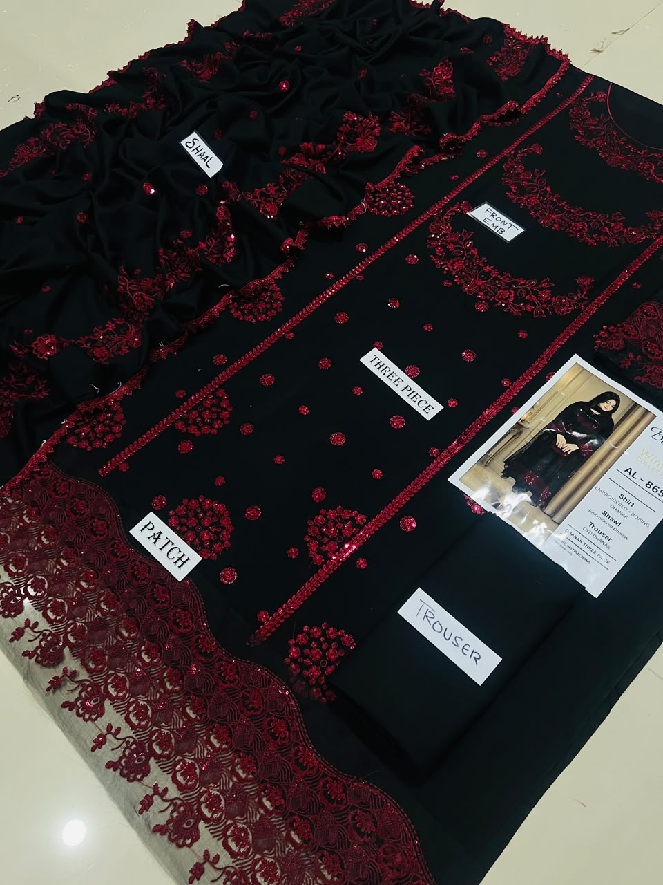 3-Piece Bareeze Premium Embroidered Dhanak Suit AL-865