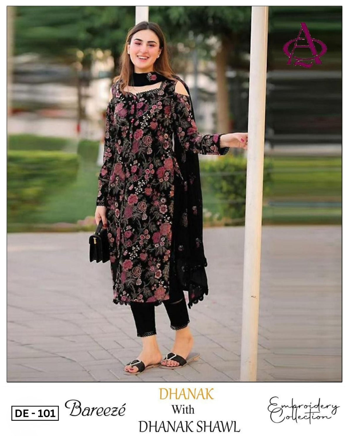 3-Piece Bareeze Premium Embroidered Dhanak Suit DE-101