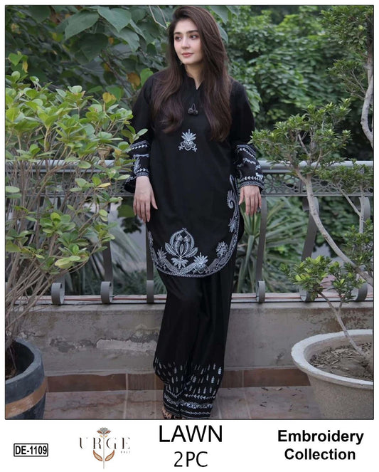 Embroidered 2Pc Lawn Unstitched Summer Dress - DE-1109