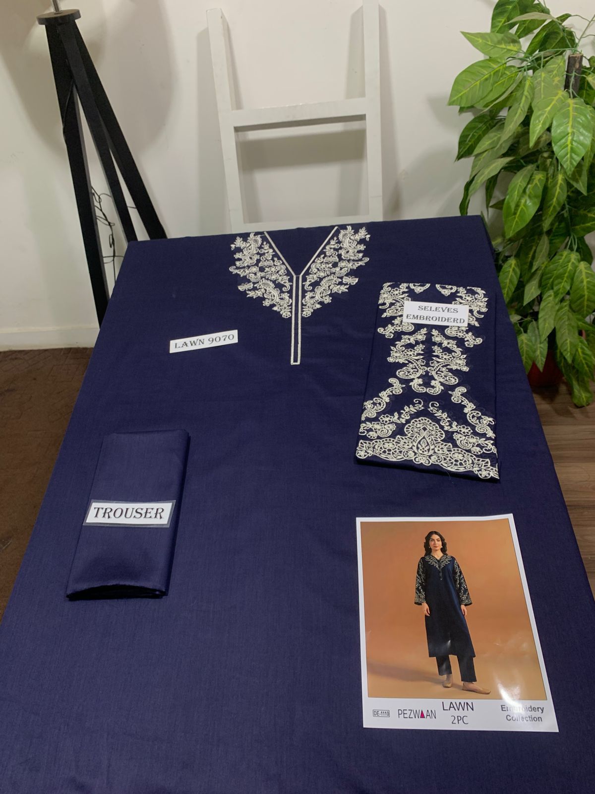 Embroidered 2Pc Lawn Unstitched Summer Dress - DE-1110BL