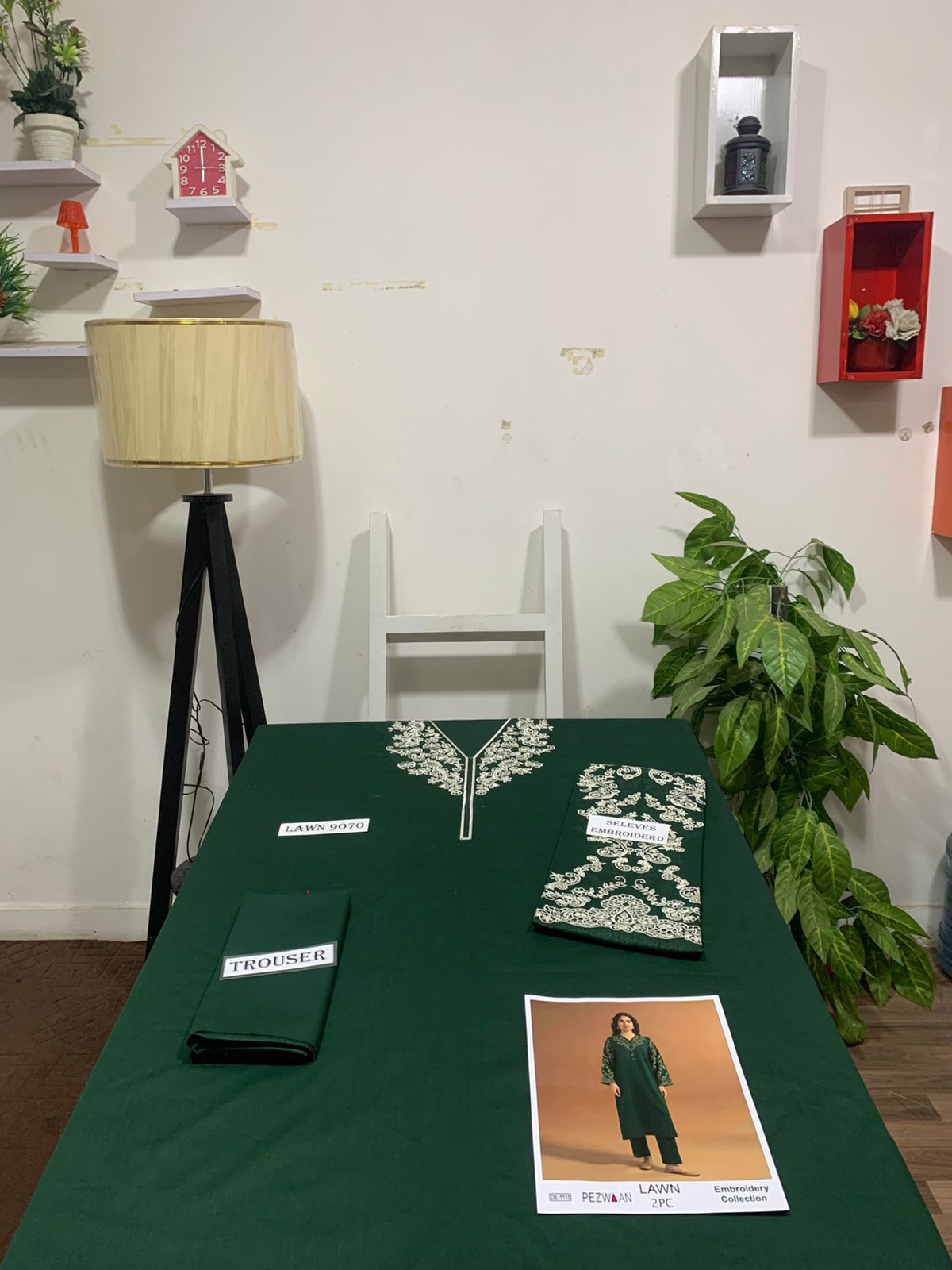 Embroidered 2Pc Lawn Unstitched Summer Dress - DE-1110GR