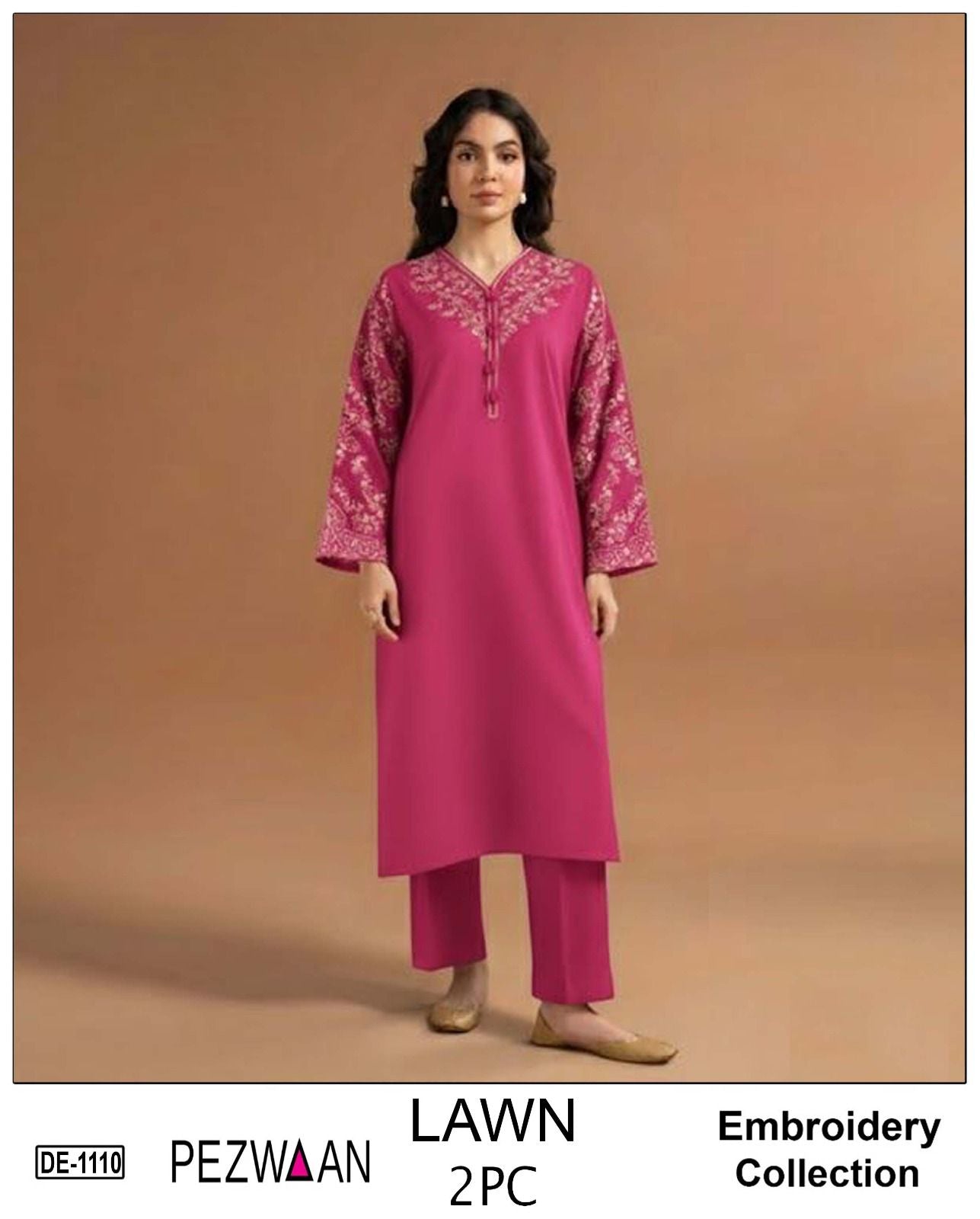 Embroidered 2Pc Lawn Unstitched Summer Dress - DE-1110