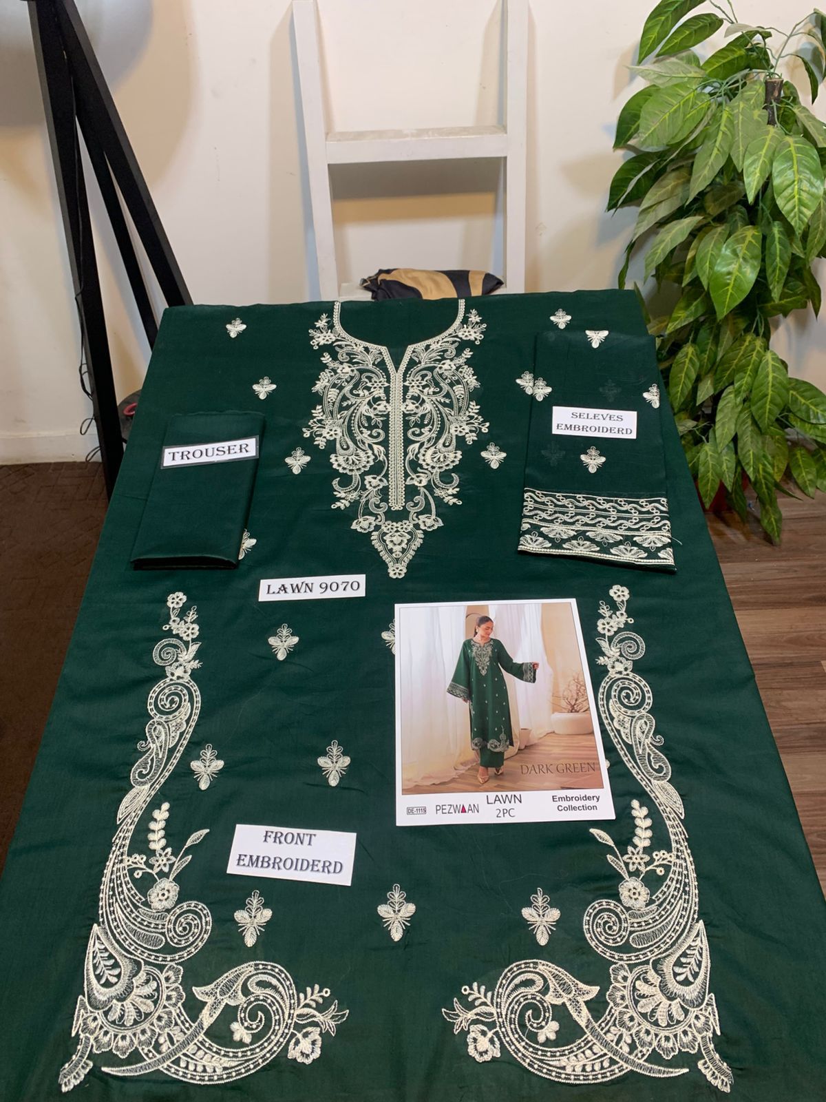 Embroidered 2Pc Lawn Unstitched Summer Dress - DE-1115GR