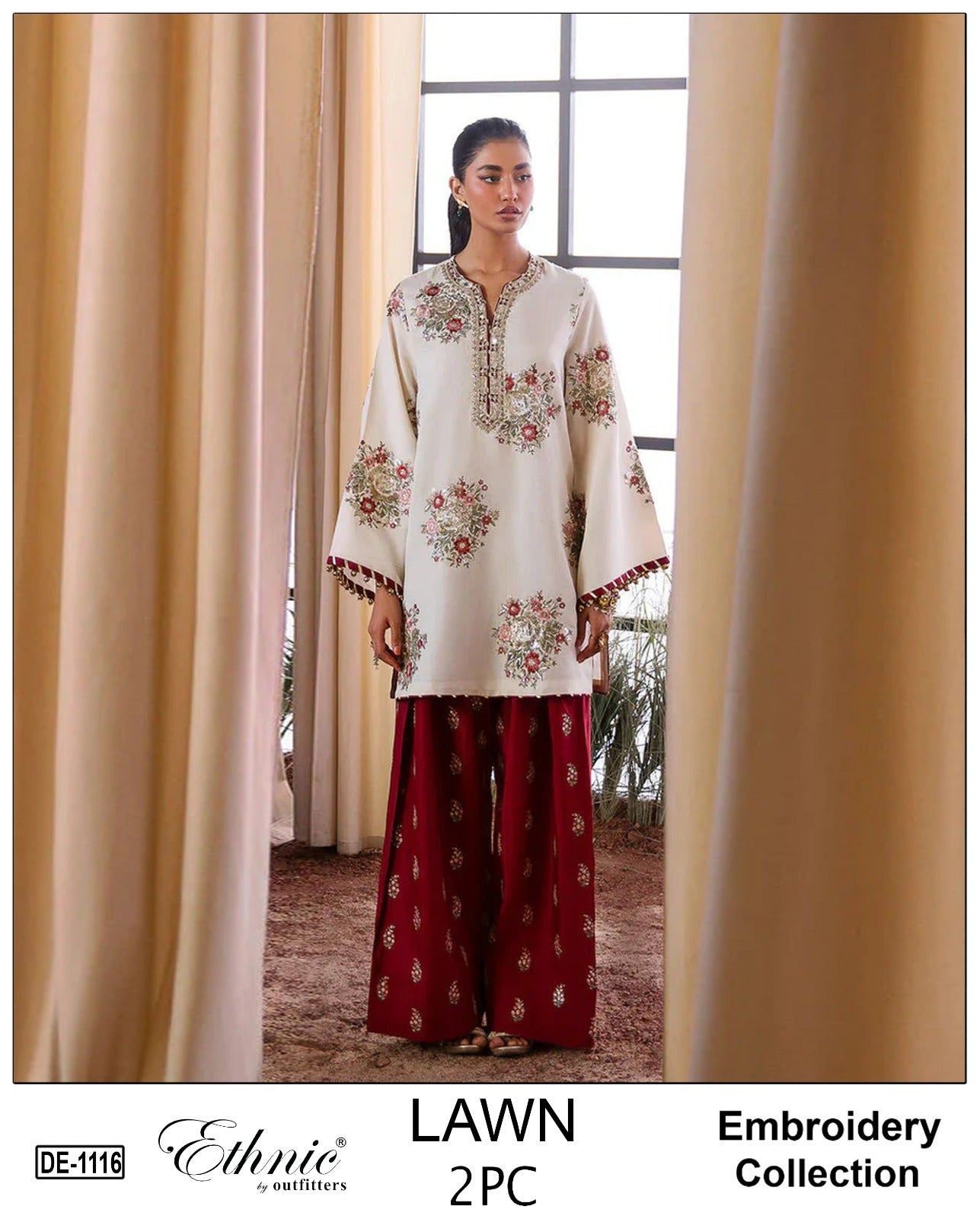 Embroidered 2Pc Lawn Unstitched Summer Dress - DE-1116