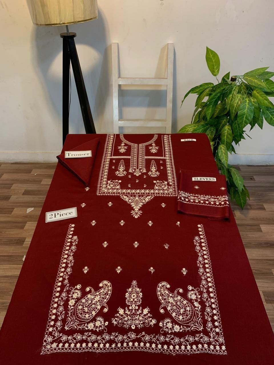 Embroidered 2Pc Lawn Unstitched Summer Dress - DE-1122MR