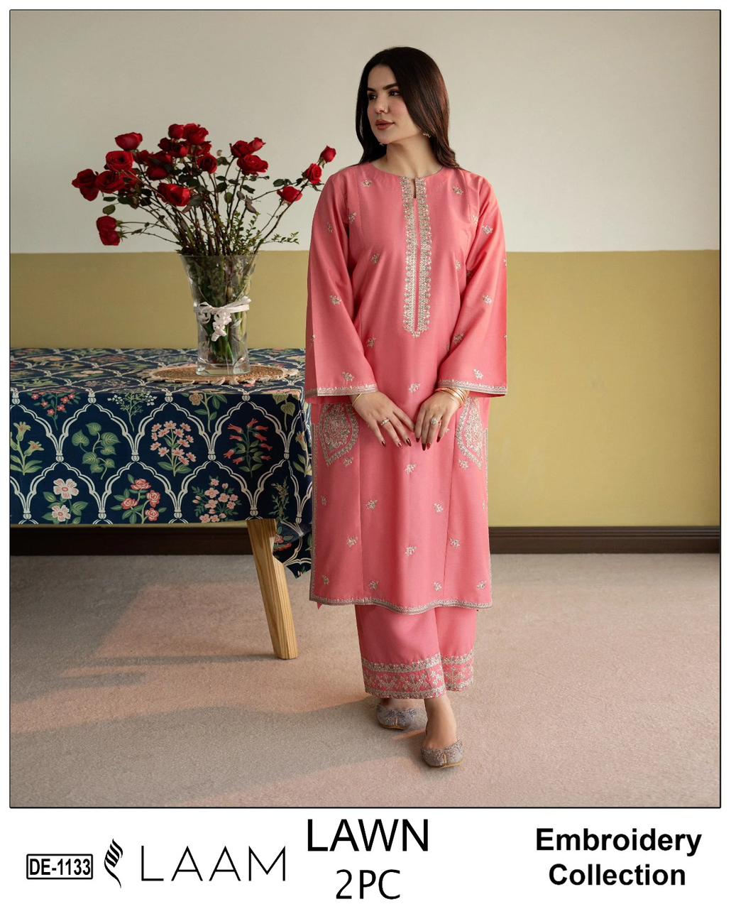 Embroidered 2Pc Lawn Unstitched Summer Dress - DE-1133PN