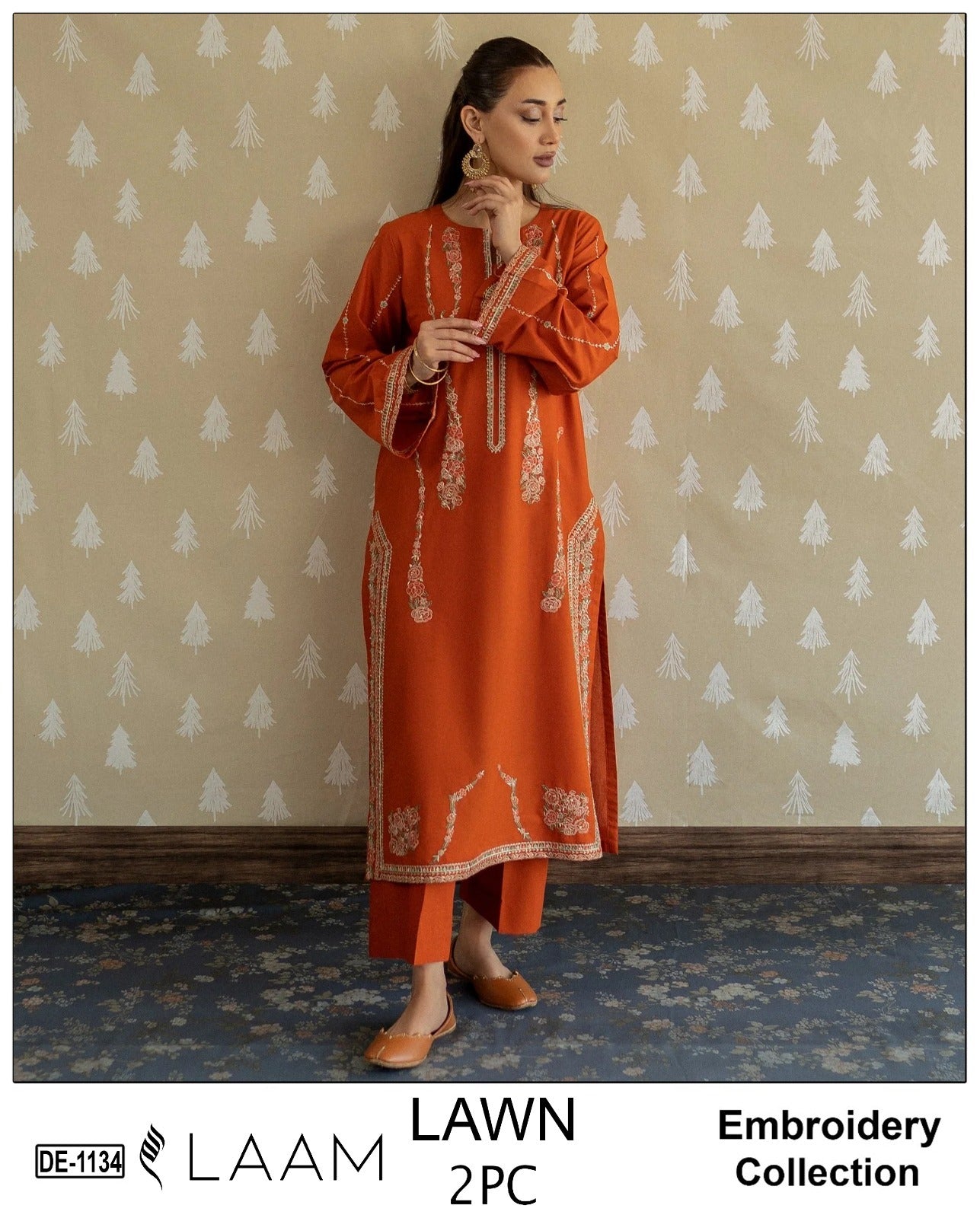 Embroidered 2Pc Lawn Unstitched Summer Dress - DE-1134