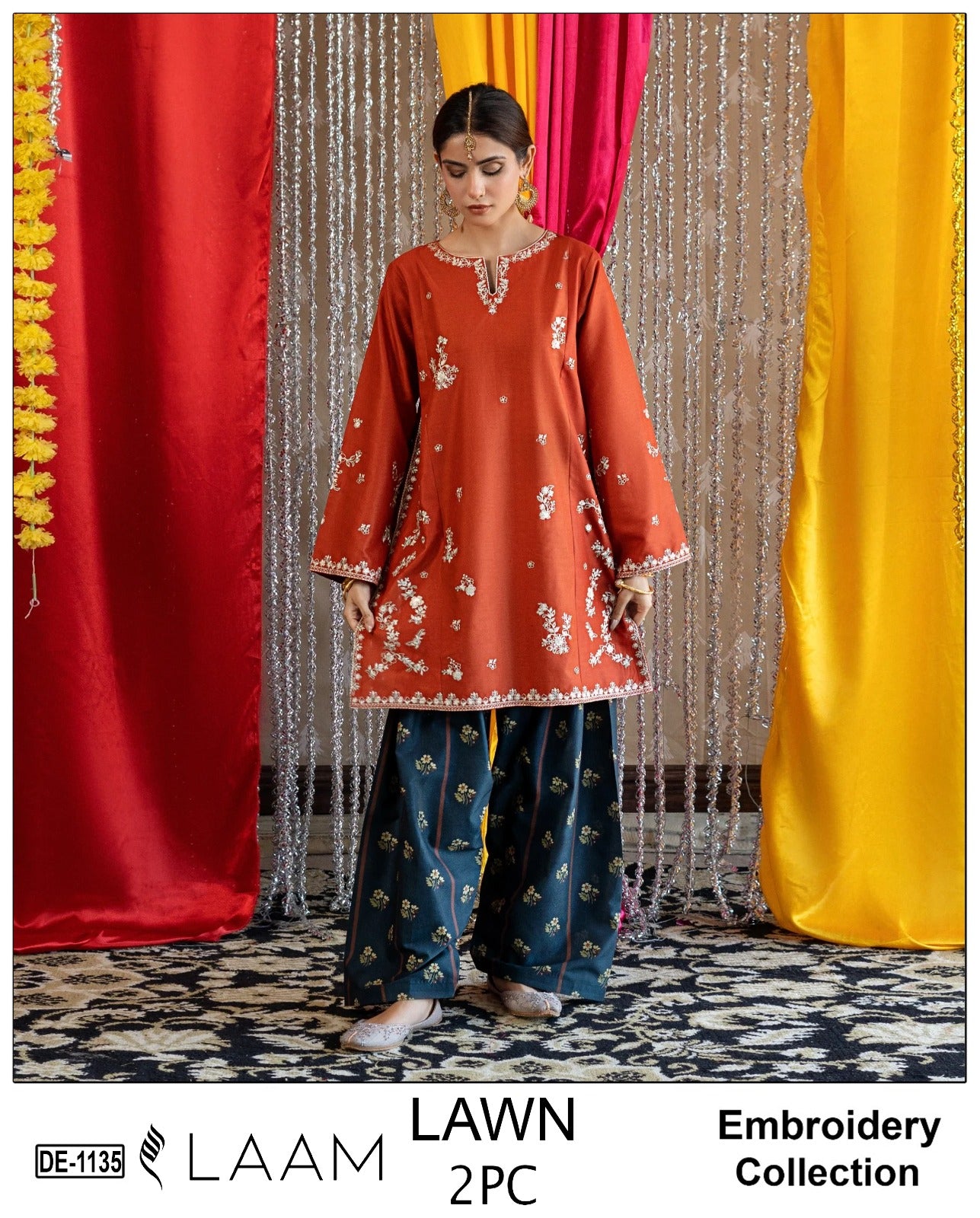 Embroidered 2Pc Lawn Unstitched Summer Dress - DE-1135