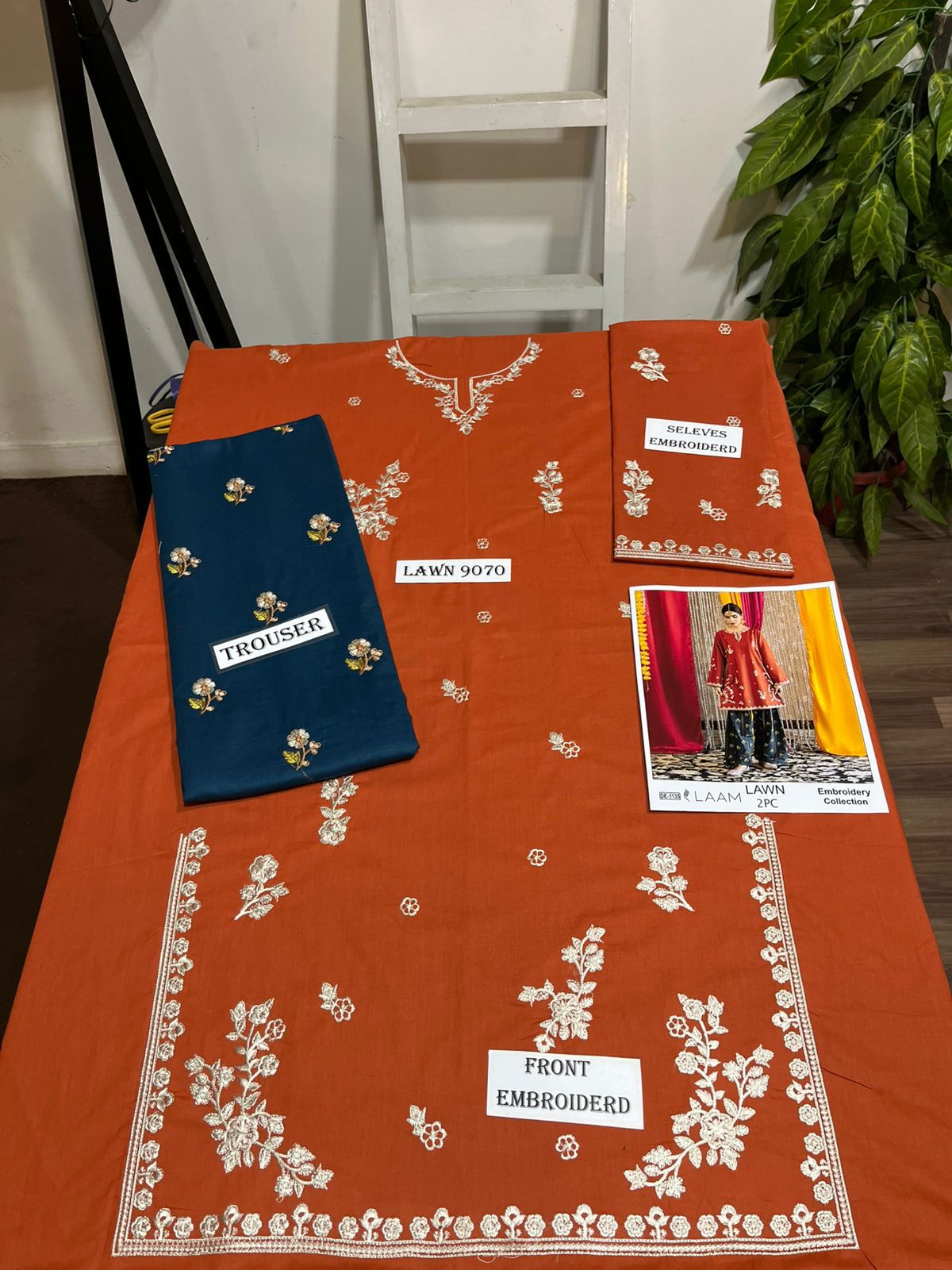 Embroidered 2Pc Lawn Unstitched Summer Dress - DE-1135