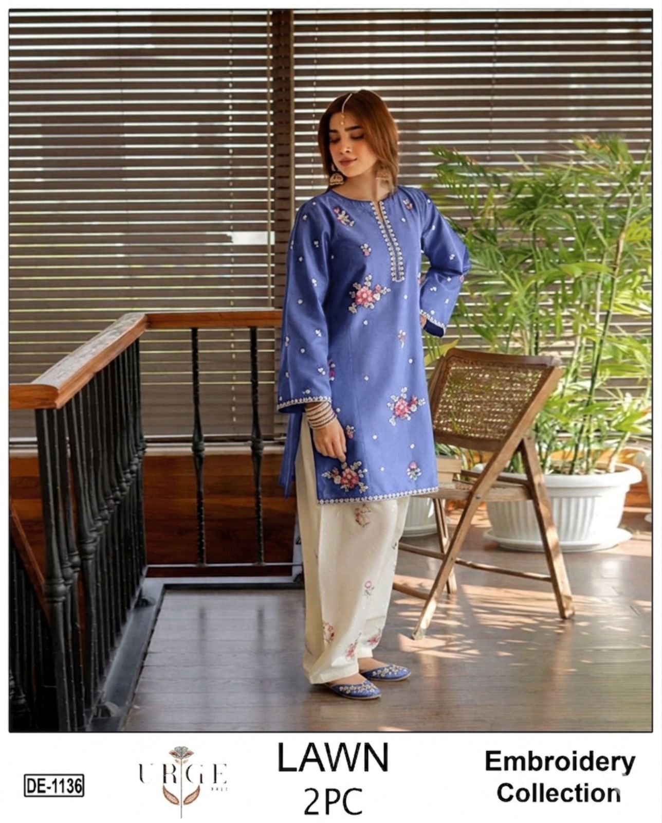 Embroidered 2Pc Lawn Unstitched Summer Dress - DE-1136