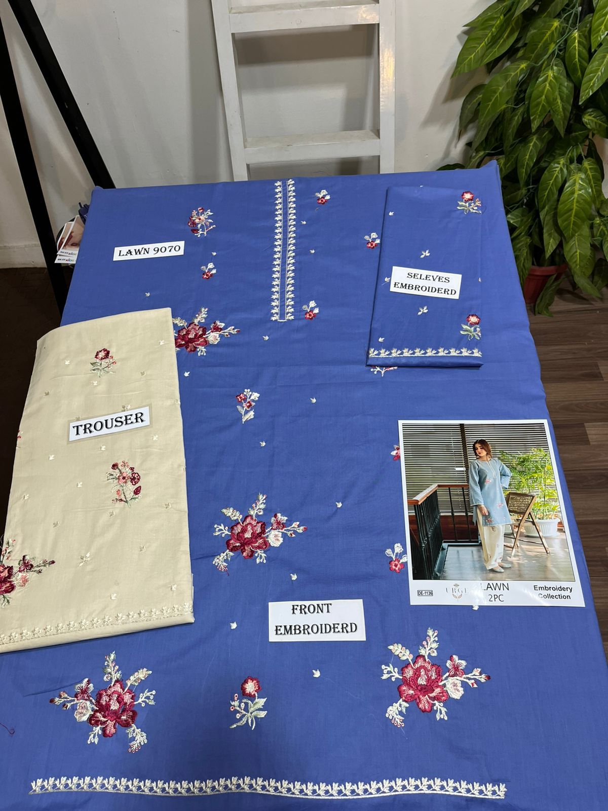 Embroidered 2Pc Lawn Unstitched Summer Dress - DE-1136