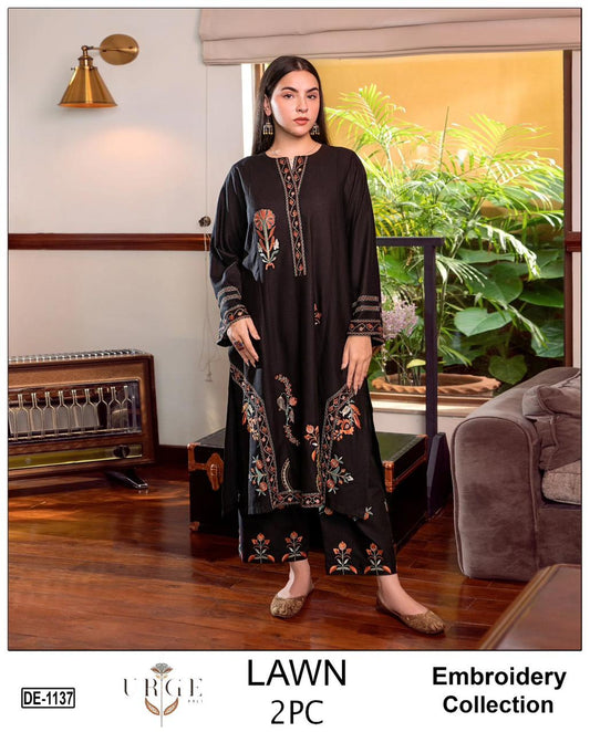 Embroidered 2Pc Lawn Unstitched Summer Dress - DE-1137