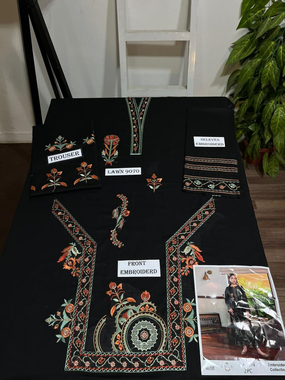 Embroidered 2Pc Lawn Unstitched Summer Dress - DE-1137