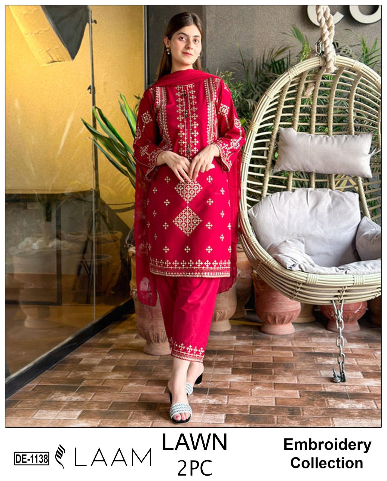 Embroidered 2Pc Lawn Unstitched Summer Dress - DE-1138