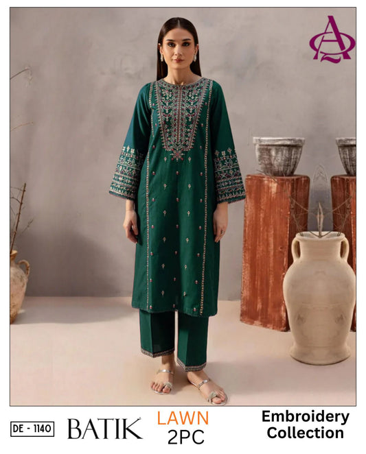 Embroidered 2Pc Lawn Unstitched Summer Dress - DE-1140G