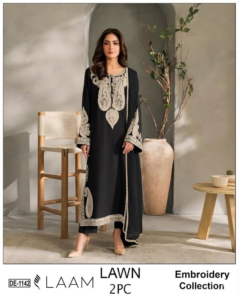 Embroidered 2Pc Lawn Unstitched Summer Dress - DE-1142B