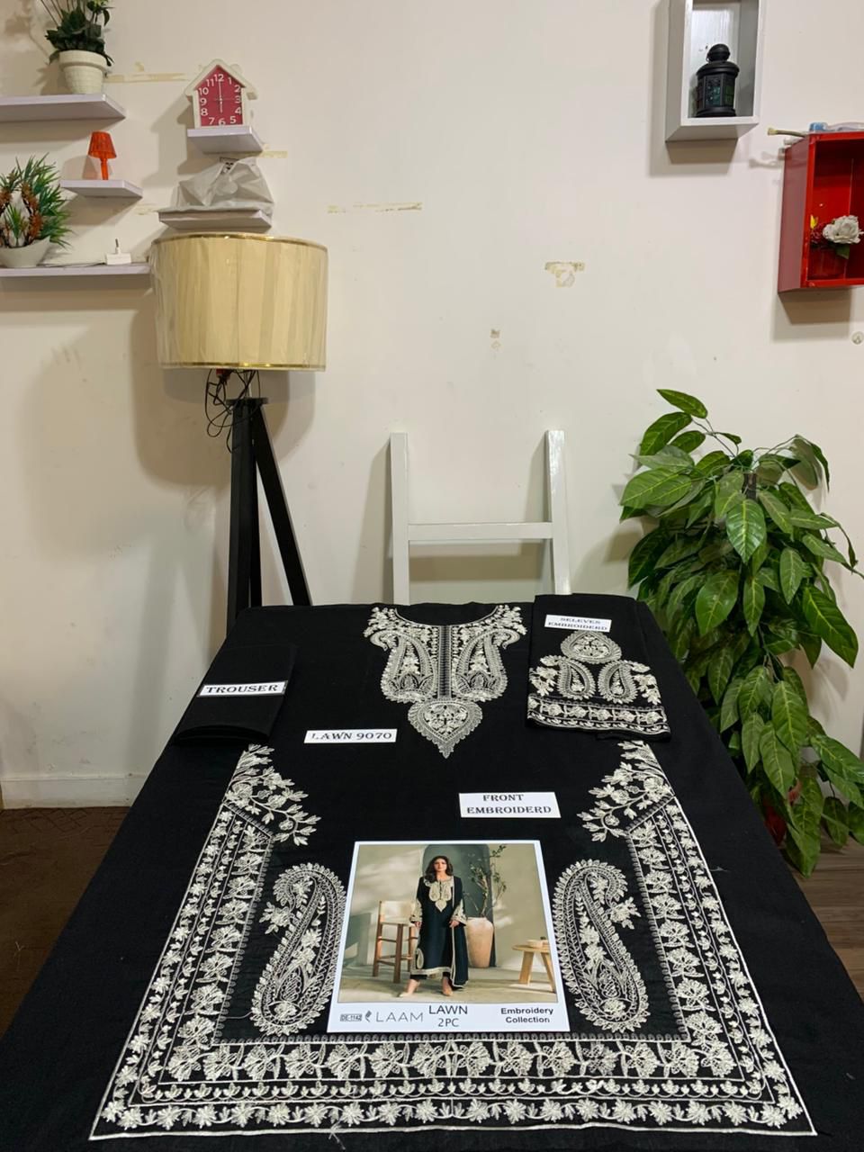 Embroidered 2Pc Lawn Unstitched Summer Dress - DE-1142B