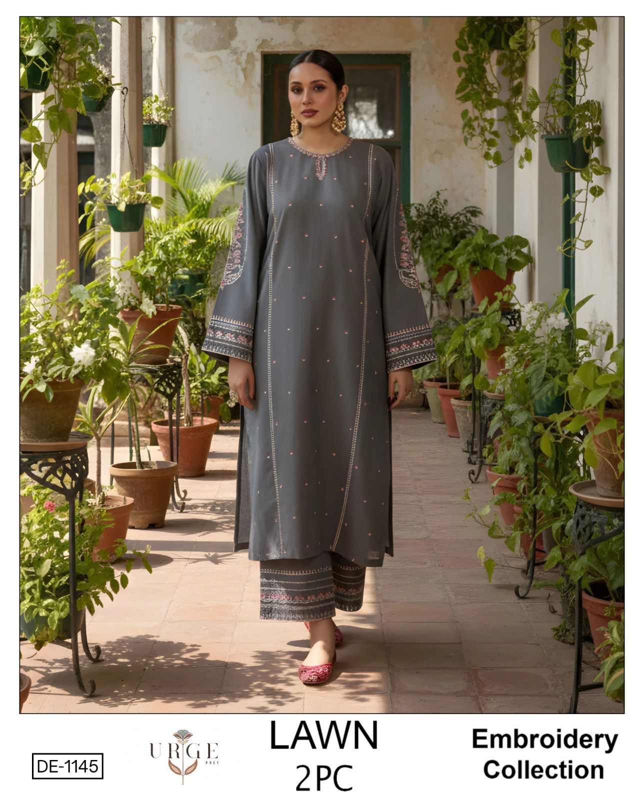 Embroidered 2Pc Lawn Unstitched Summer Dress - DE-1145