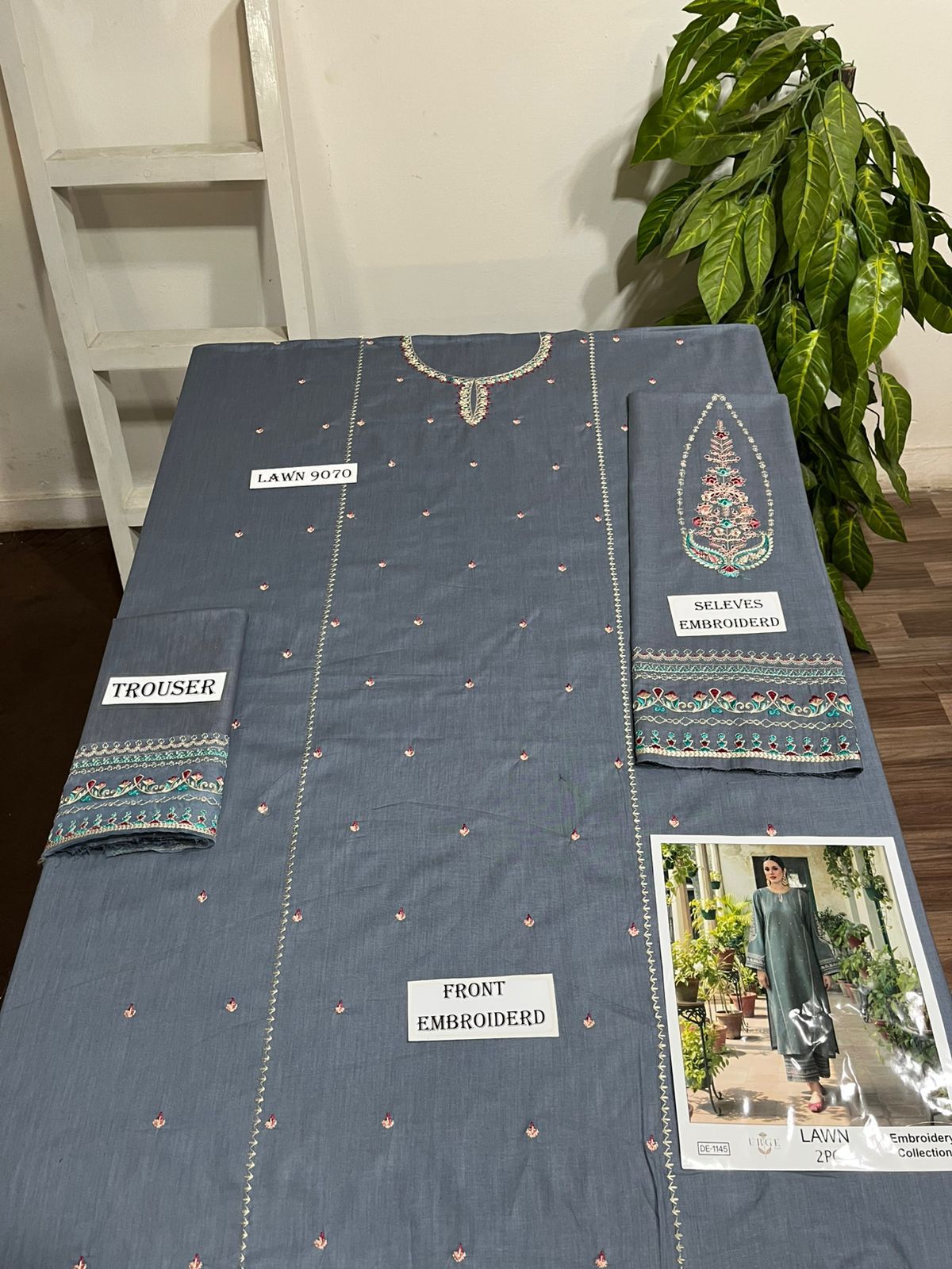 Embroidered 2Pc Lawn Unstitched Summer Dress - DE-1145