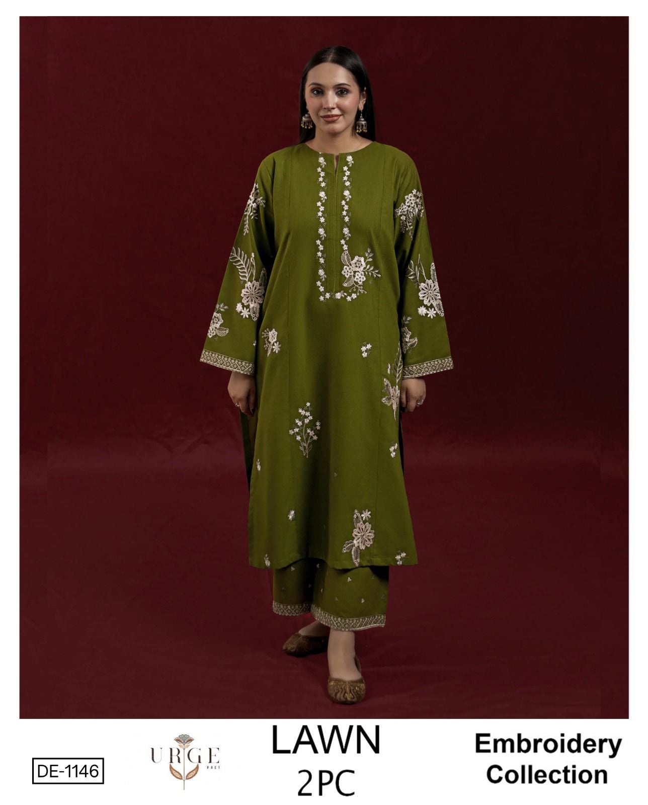 Embroidered 2Pc Lawn Unstitched Summer Dress - DE-1146