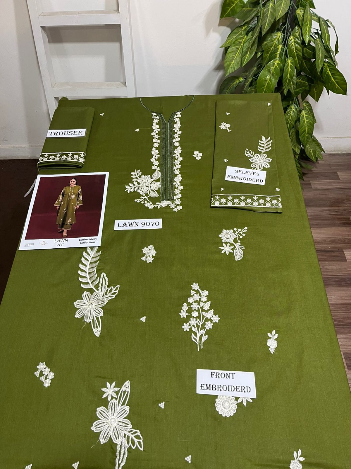 Embroidered 2Pc Lawn Unstitched Summer Dress - DE-1146