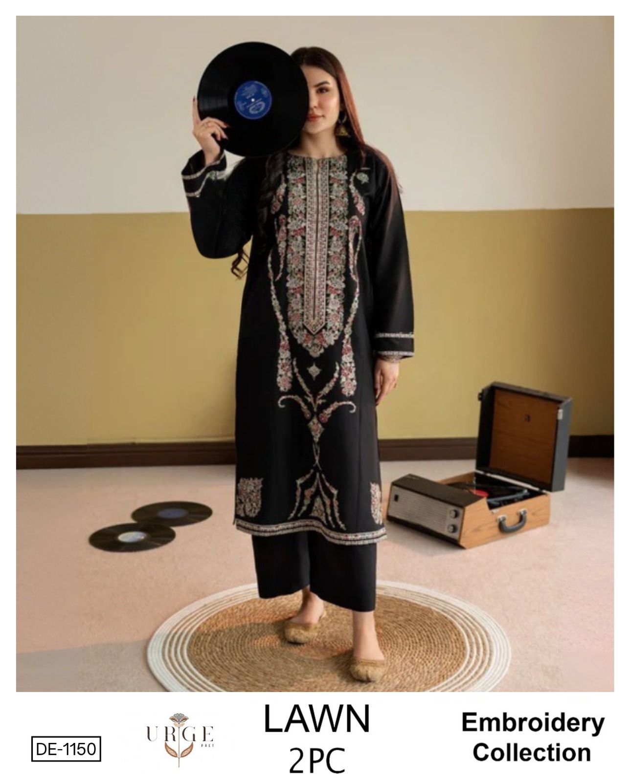 Embroidered 2Pc Lawn Unstitched Summer Dress - DE-1150