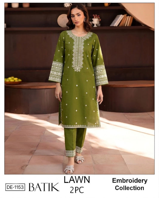 Embroidered 2Pc Lawn Unstitched Summer Dress - DE-1153