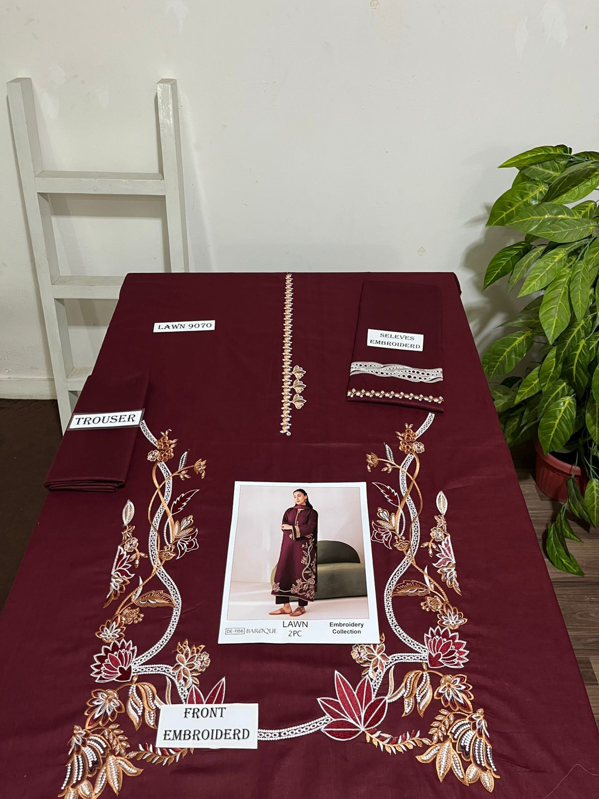 Embroidered 2Pc Lawn Unstitched Summer Dress - DE-1156