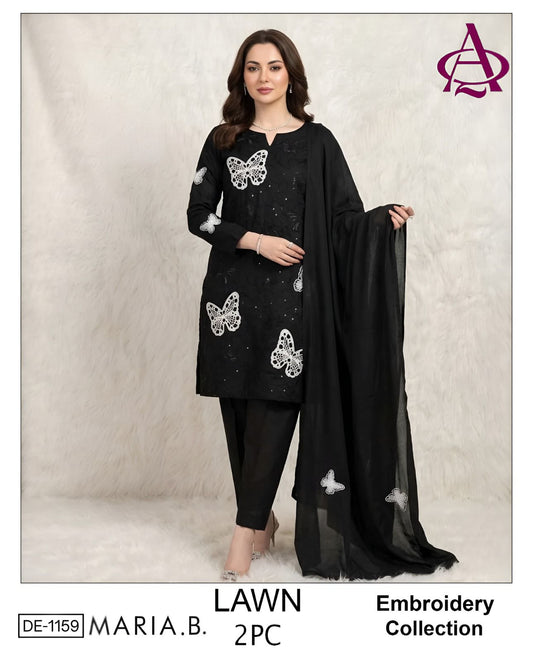 Embroidered 2Pc Lawn Unstitched Summer Dress - DE-1159B