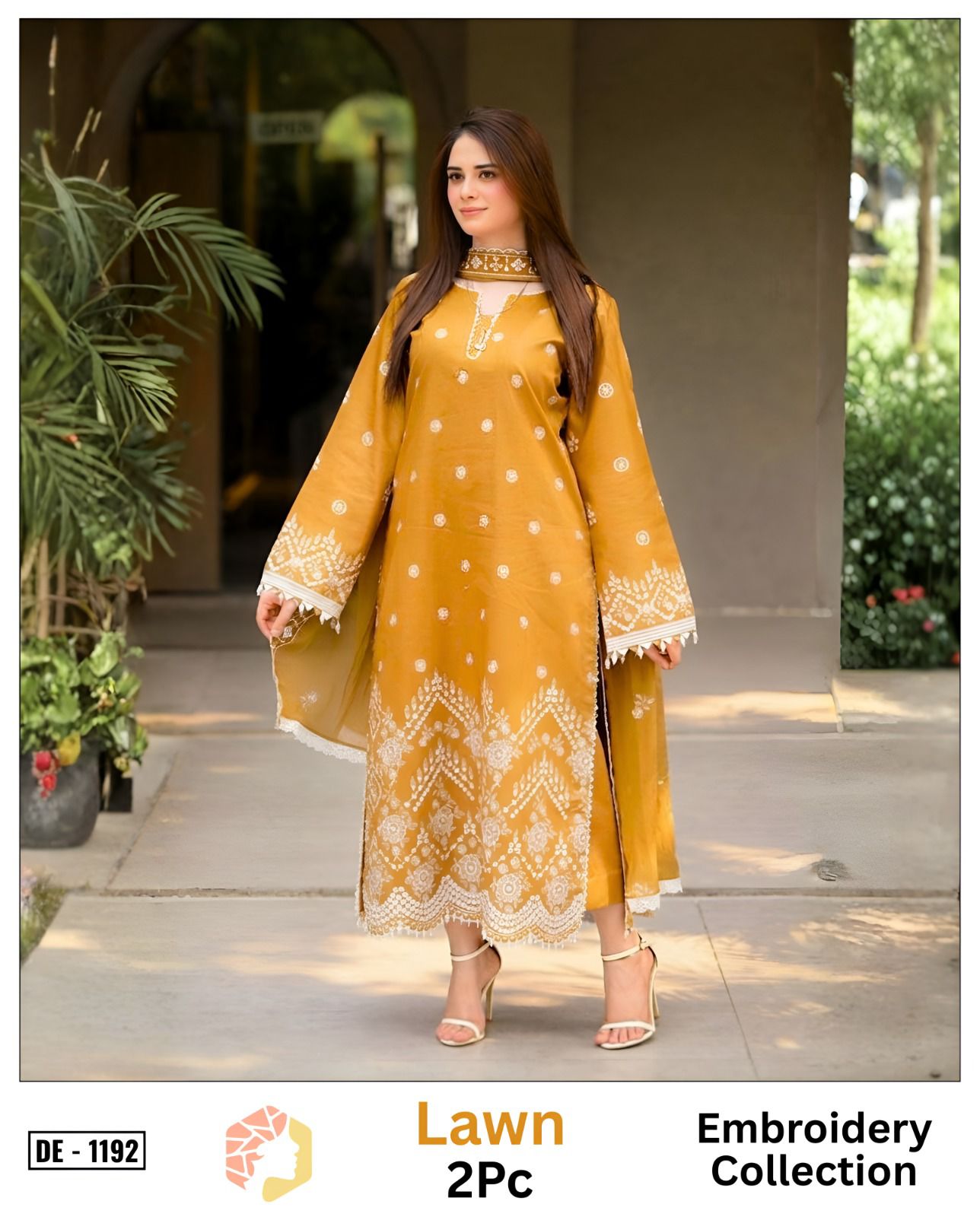 Embroidered 2Pc Lawn Unstitched Summer Dress - DE-1192Y