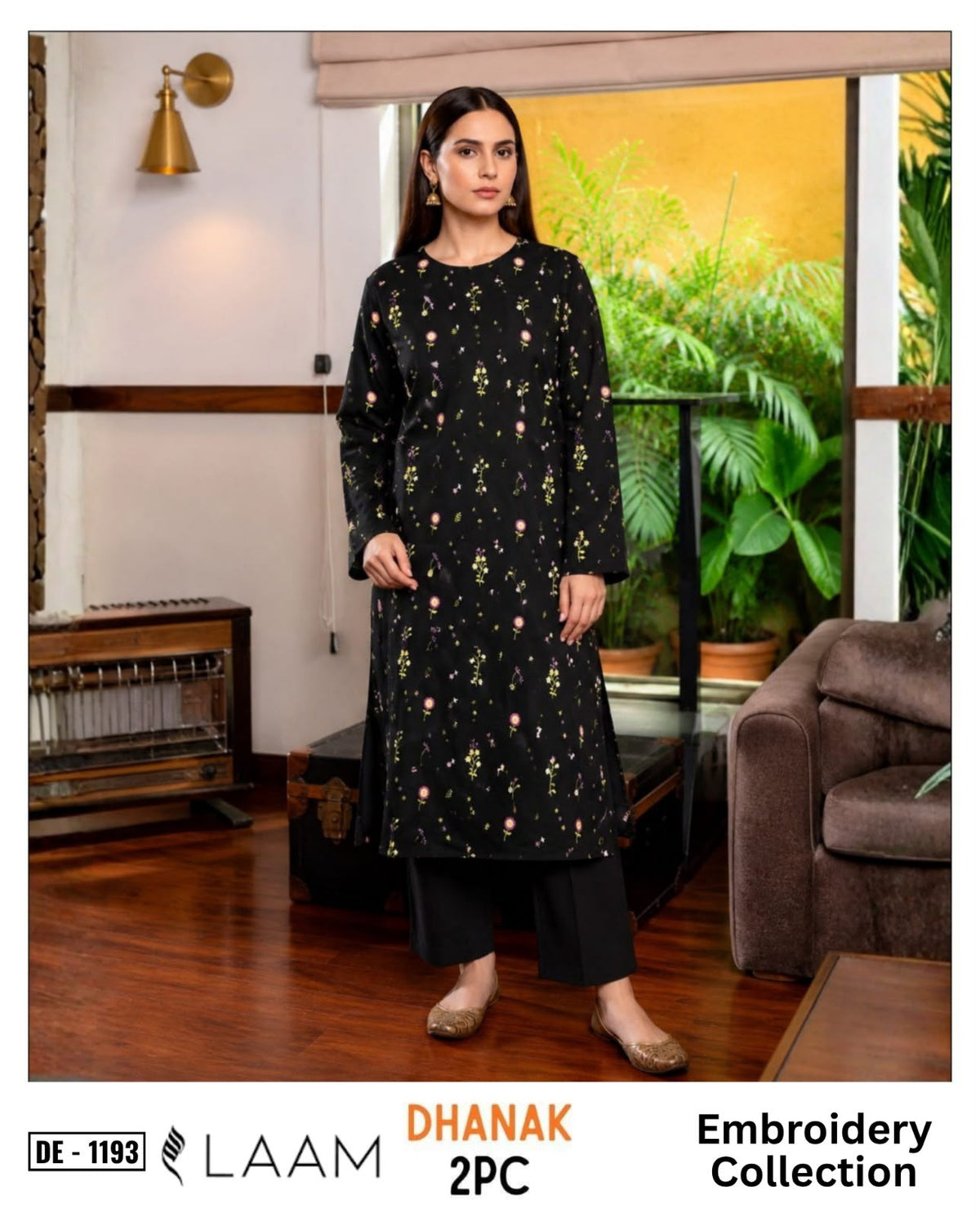 2-Piece | Premium Embroidered Winter Dhanak Suit – DE-1193BL