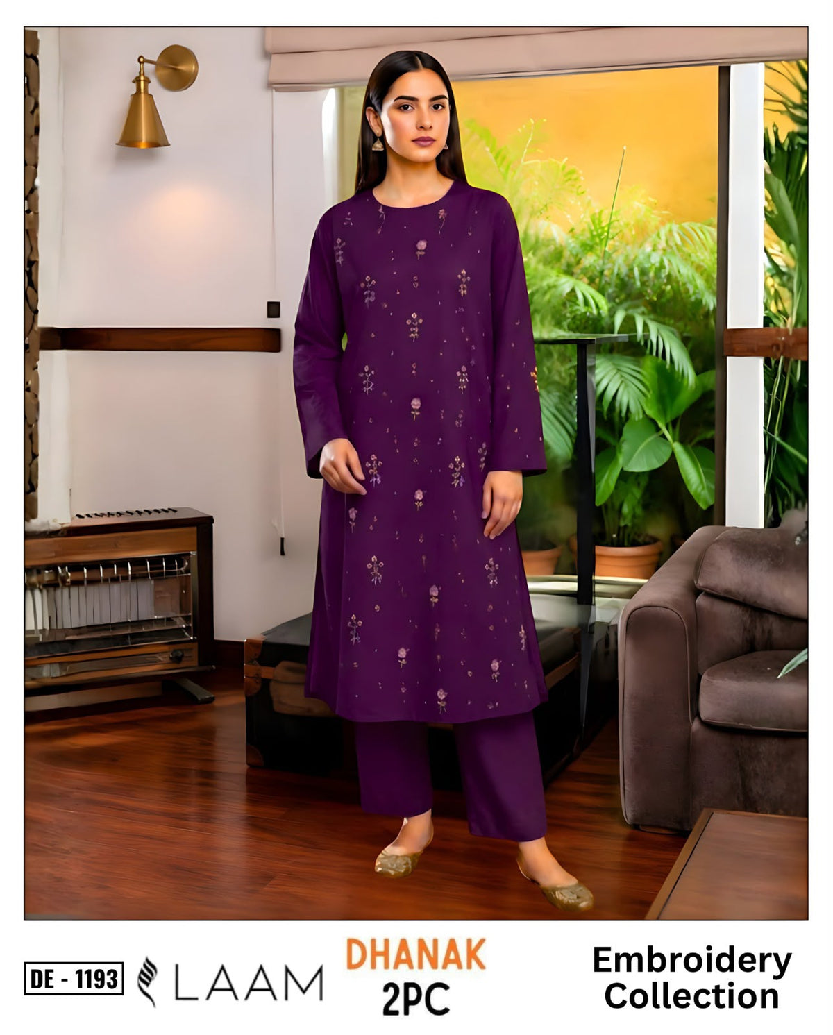 2-Piece | Premium Embroidered Winter Dhanak Suit – DE-1193BL
