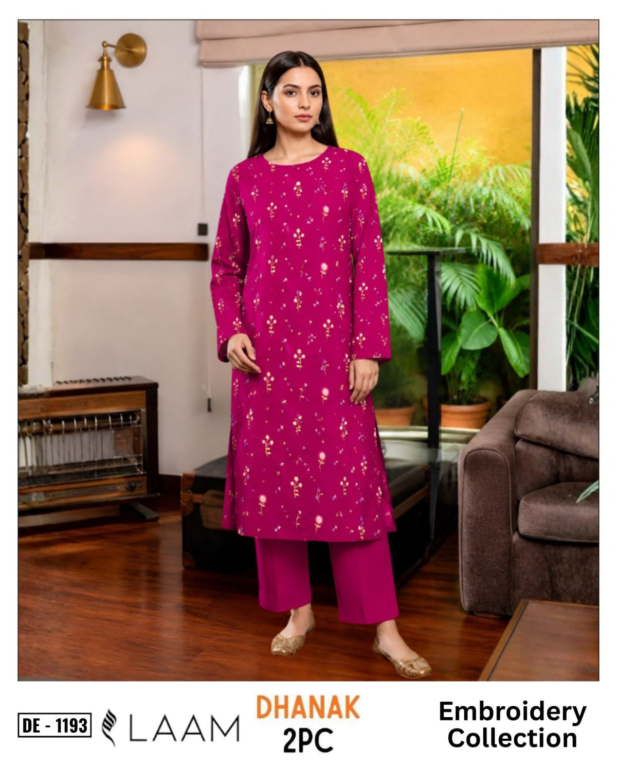 2-Piece | Premium Embroidered Winter Dhanak Suit – DE-1193BL