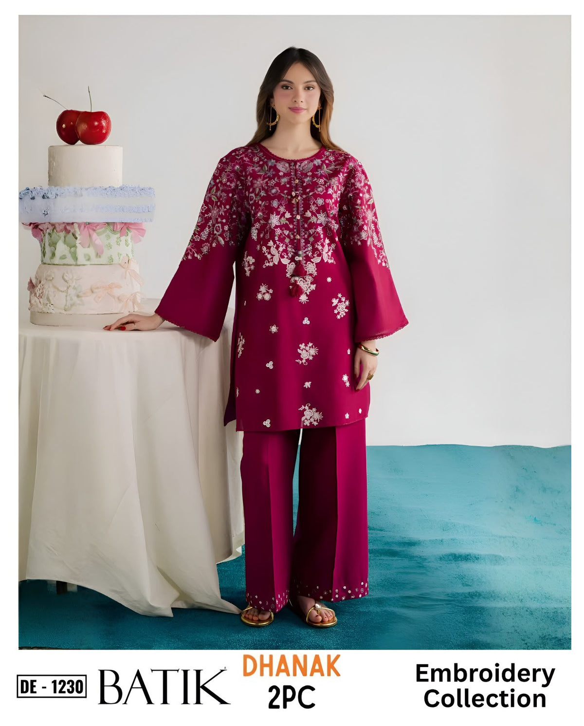 2-Piece | Premium Embroidered Winter Dhanak Suit – DE-1230