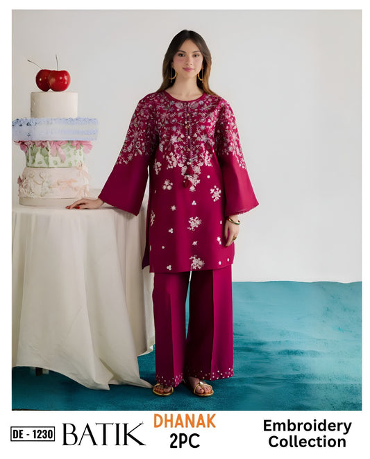 2-Piece | Premium Embroidered Winter Dhanak Suit – DE-1230