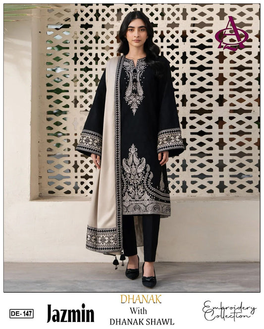 Fully EMB 3PC Unstitched Winter Dress With EMB Shawl- DE-147