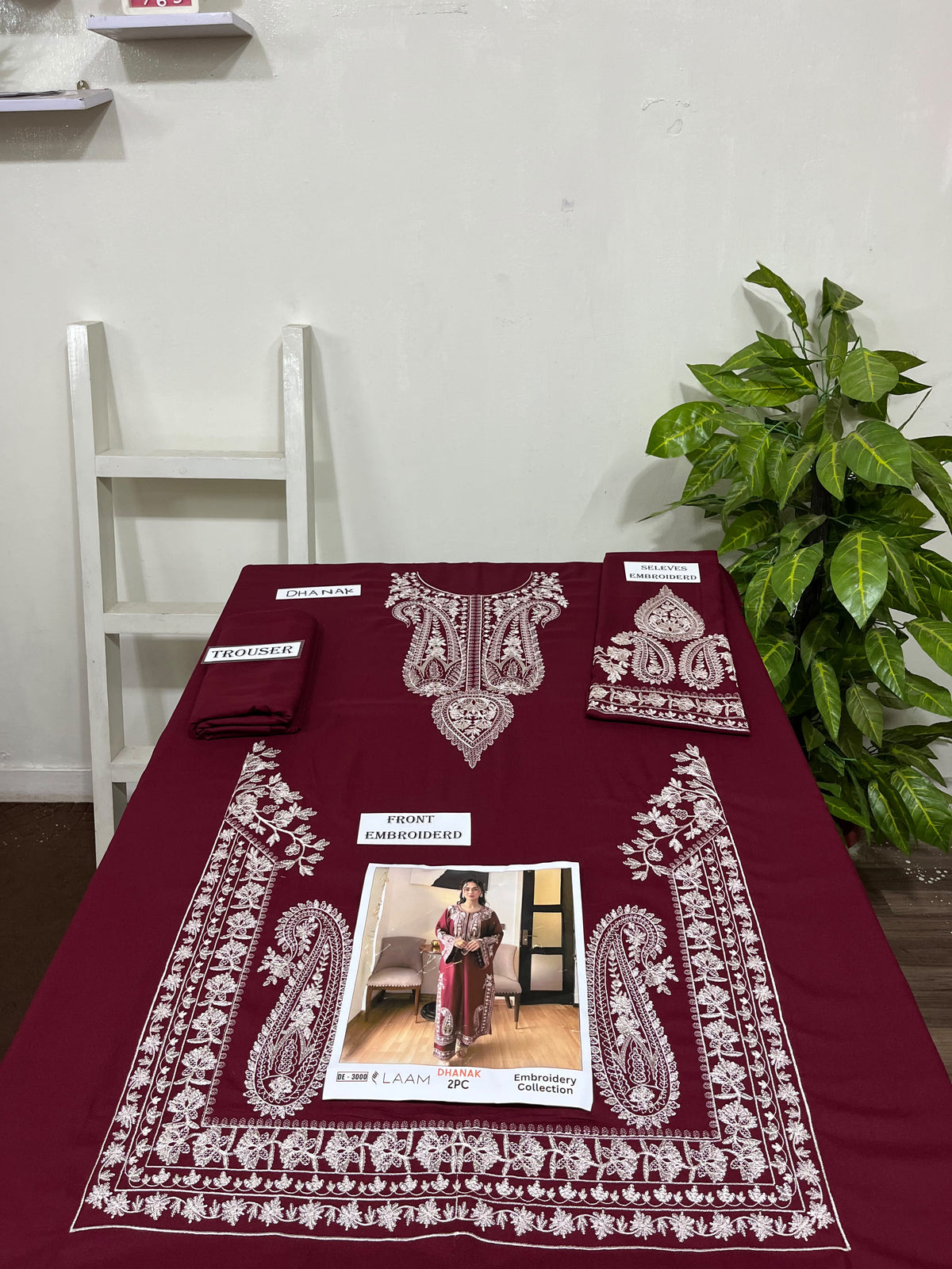 2-Piece | Premium Embroidered Winter Dhanak Suit – DE-3000MR
