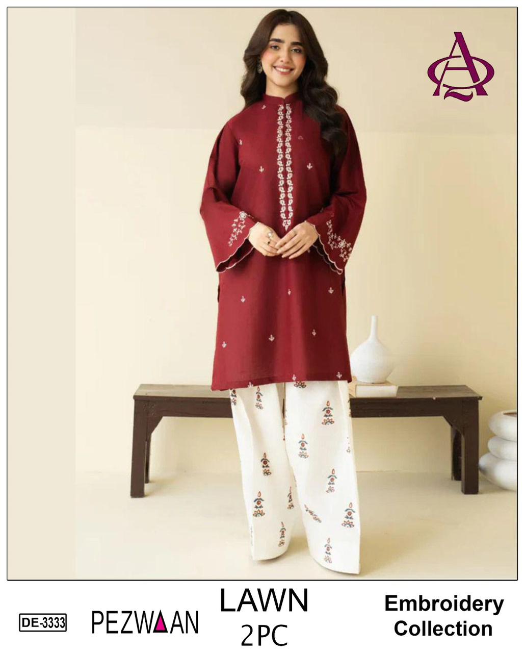 Embroidered 2Pc Lawn Unstitched Summer Dress DE-33R