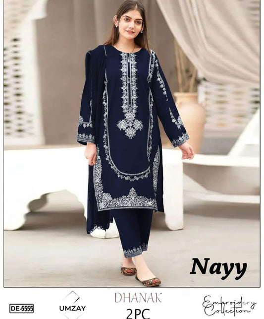 Embroidered 2Pc Dhanak Unstitched Winter Dress With EMB Patches - DE-55N