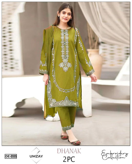 Embroidered 2Pc Dhanak Unstitched Winter Dress With EMB Patches - DE-55PT