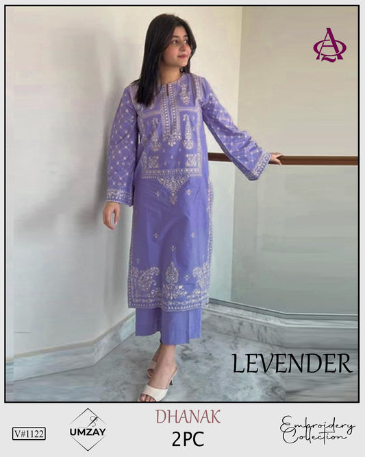 Embroidered 2Pc Dhanak Unstitched Winter Dress With EMB Patches - W601
