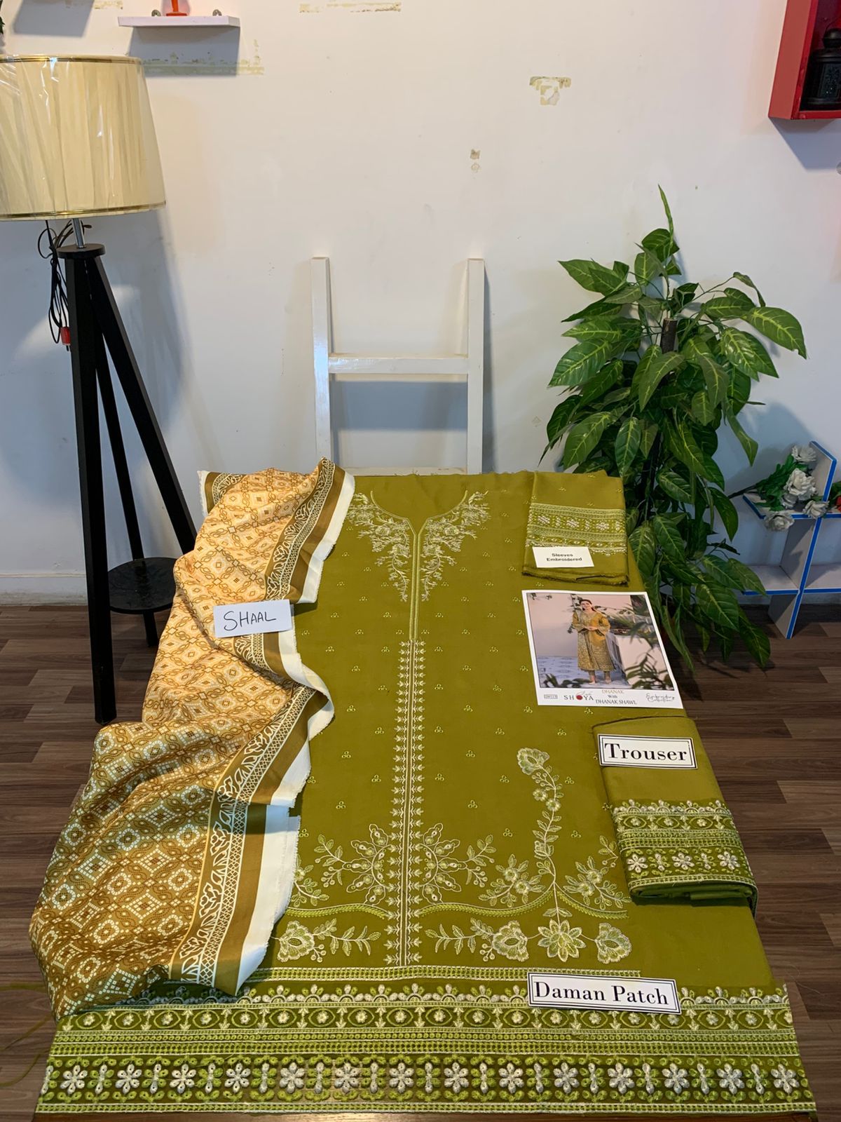 Fully EMB 3PC Dhanak Unstitched Winter Dress With Wool Shawl - W108B